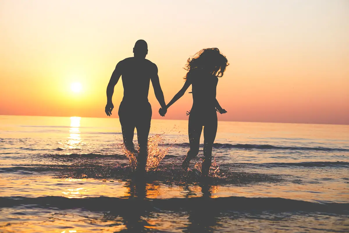 honeymoon couple on beach